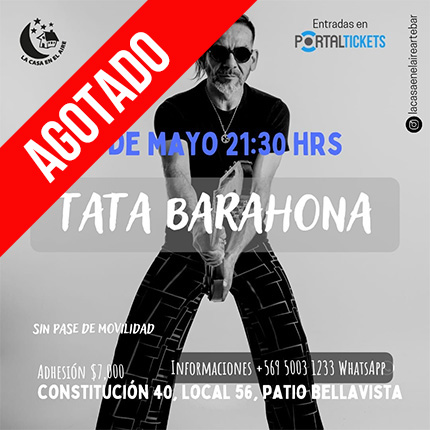 Flyer Evento TATA BARAHONA EN LA CASA EN EL AIRE - 21:30
