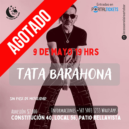 Flyer Evento TATA BARAHONA EN LA CASA EN EL AIRE - 19:00