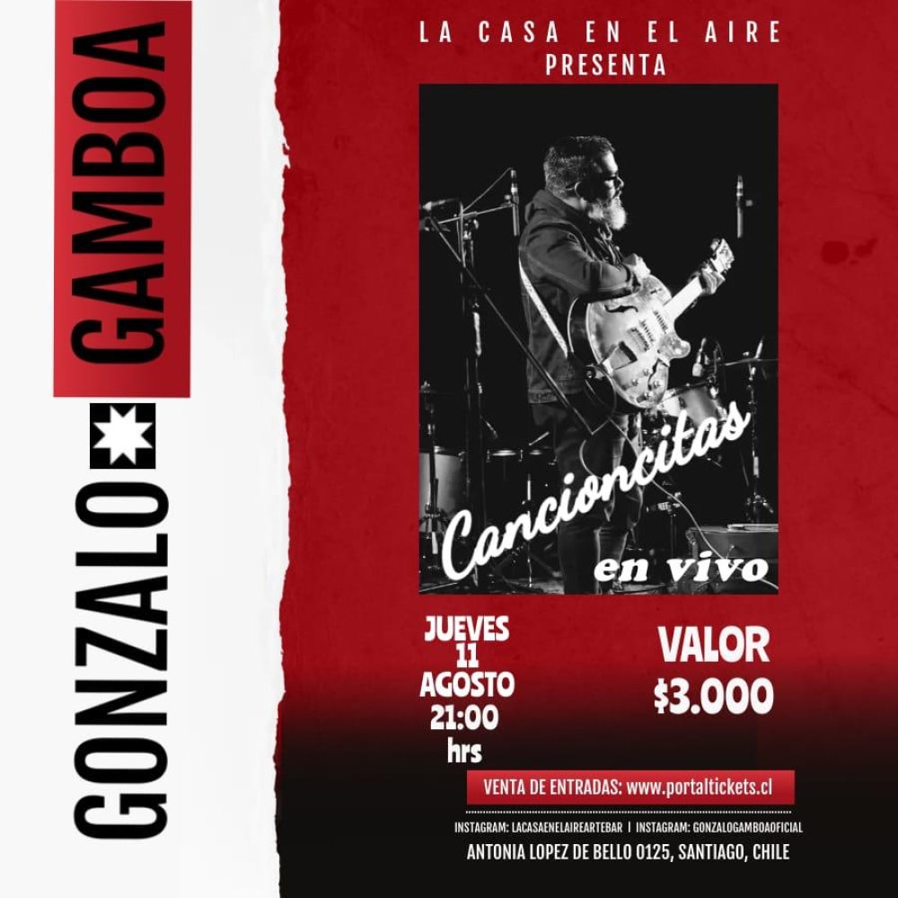 Flyer Evento GONZALO GAMBOA EN LA CASA EN EL AIRE
