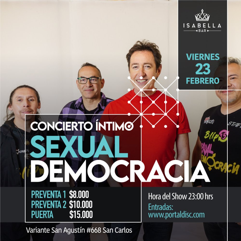 Flyer SEXUAL DEMOCRACIA EN ISABELLA BAR, SAN CARLOS