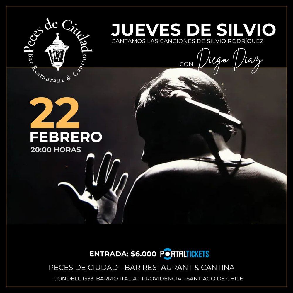 Flyer JUEVES DE SILVIO EN PECES DE CIUDAD - 22 FEBRERO
