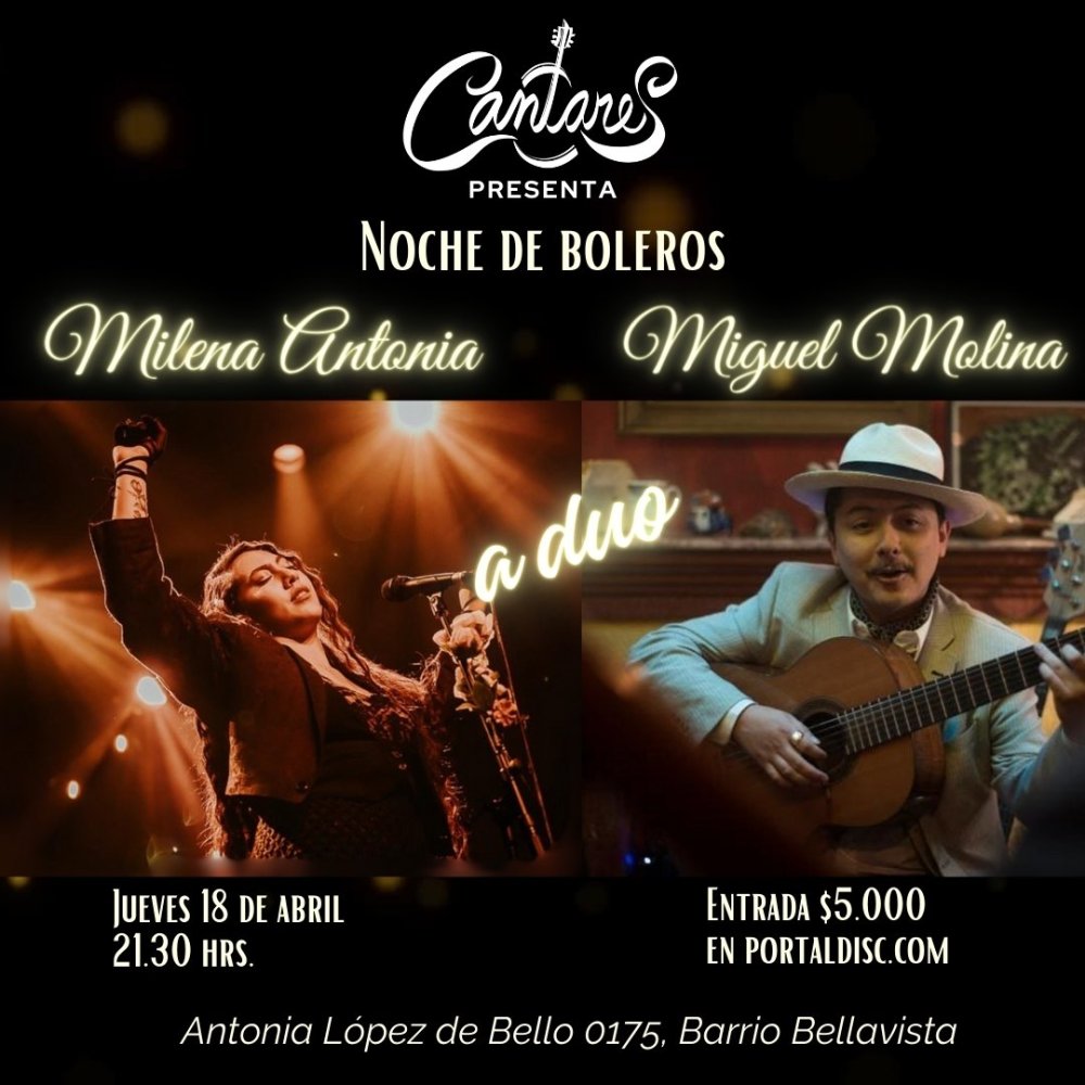 Flyer MILENA ANTONIA Y MIGUEL MOLINA EN CANTARES BAR