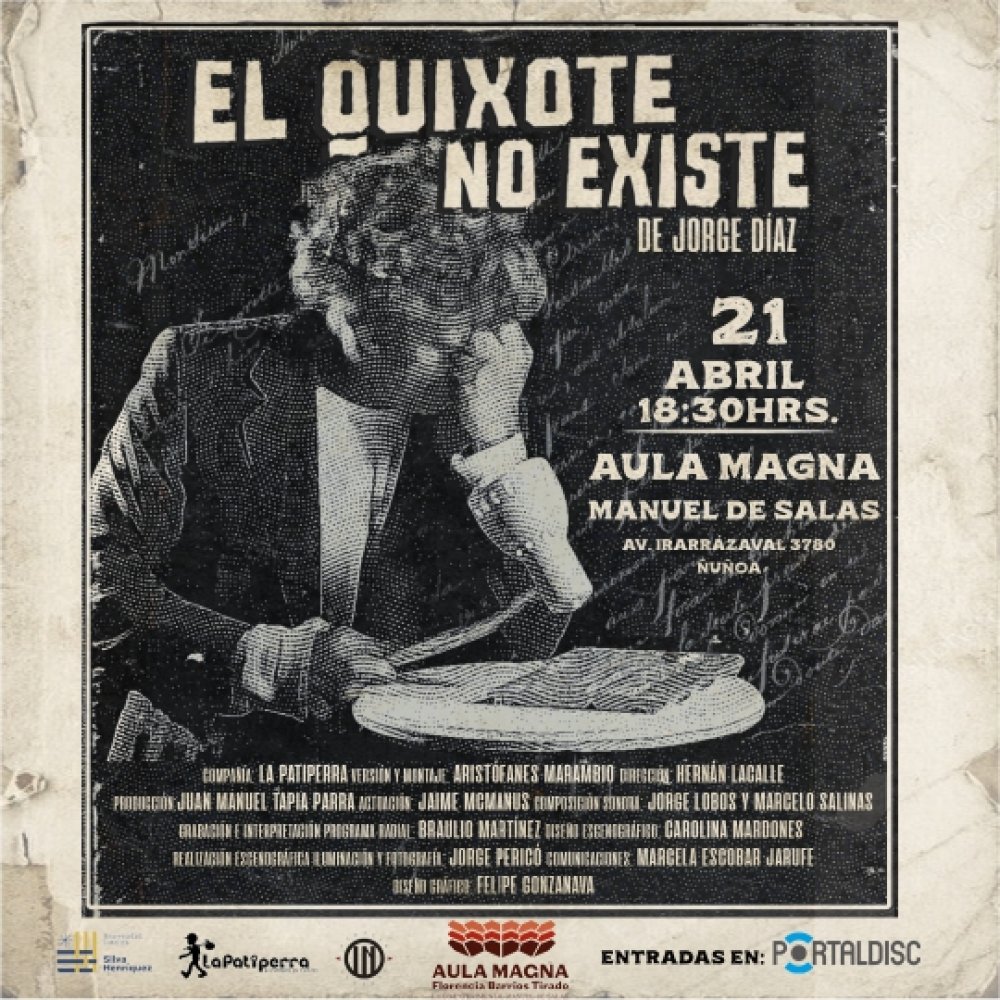Flyer EL QUIXOTE NO EXISTE - AULA MAGNA LICEO MANUEL DE SALAS
