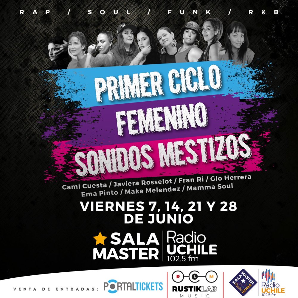 Flyer PRIMER CICLO FEMENINO - SONIDOS MESTIZOS - RAP, SOUL, FUNK Y R&B EN SALA MASTER