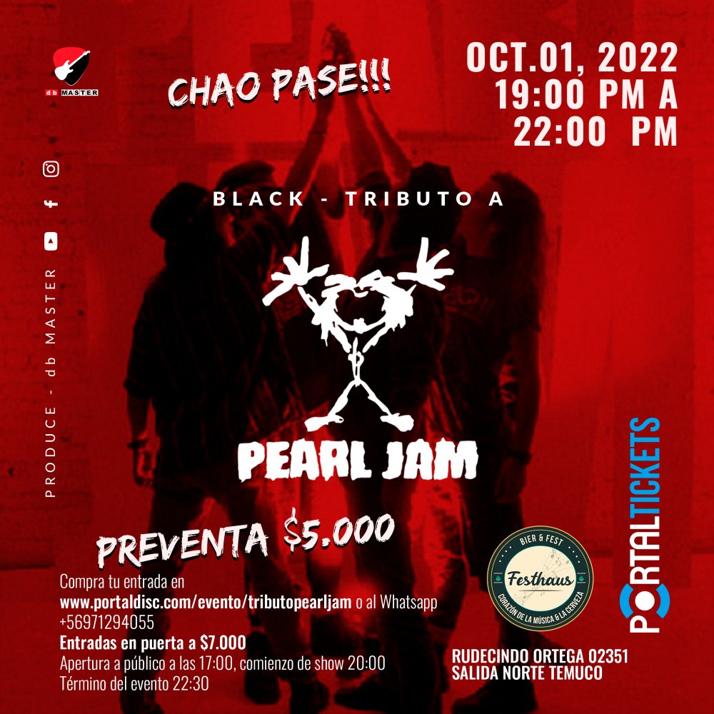 Flyer Evento TRIBUTO PEARL JAM