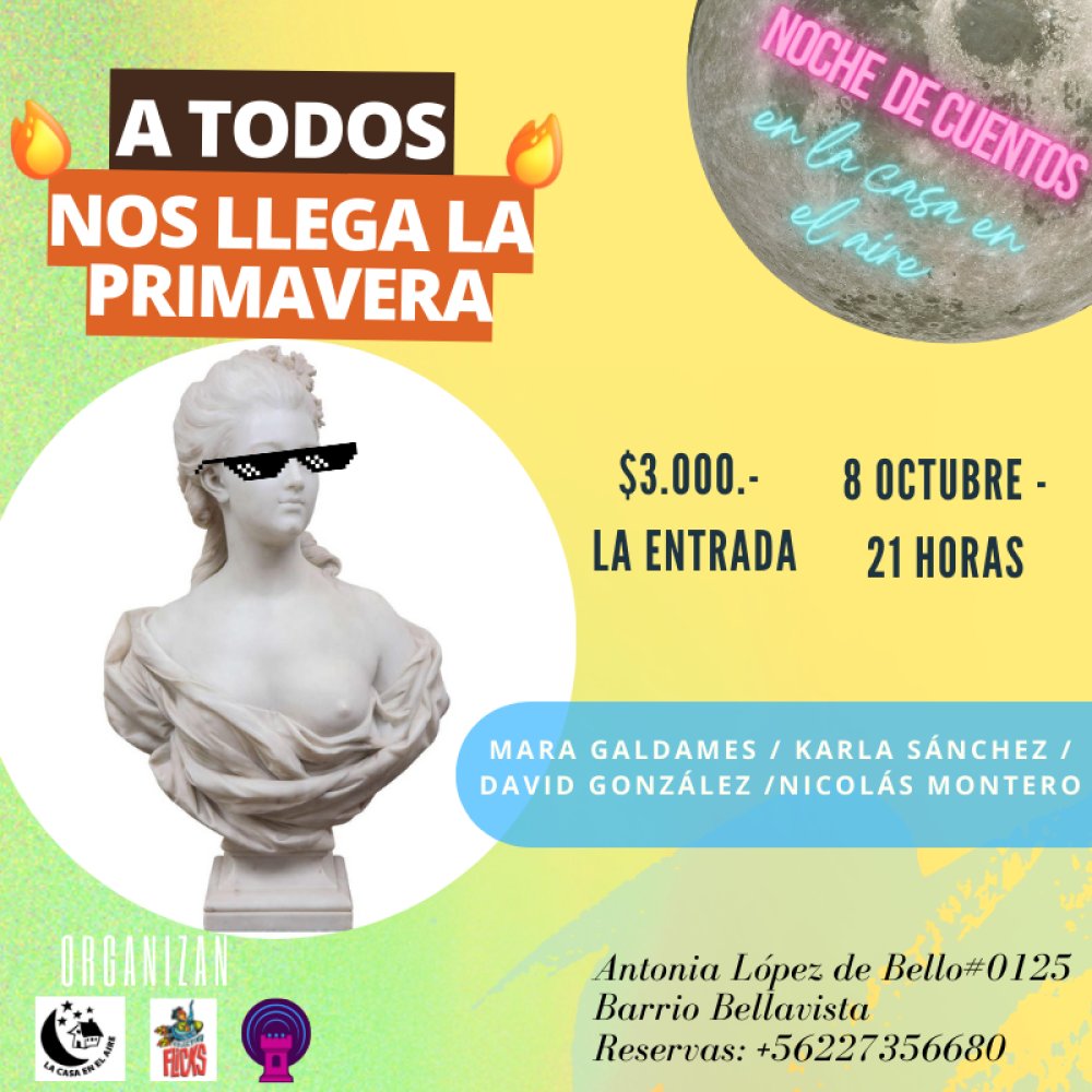 Flyer Evento NOCHE DE CUENTOS EN LA CASA EN EL AIRE