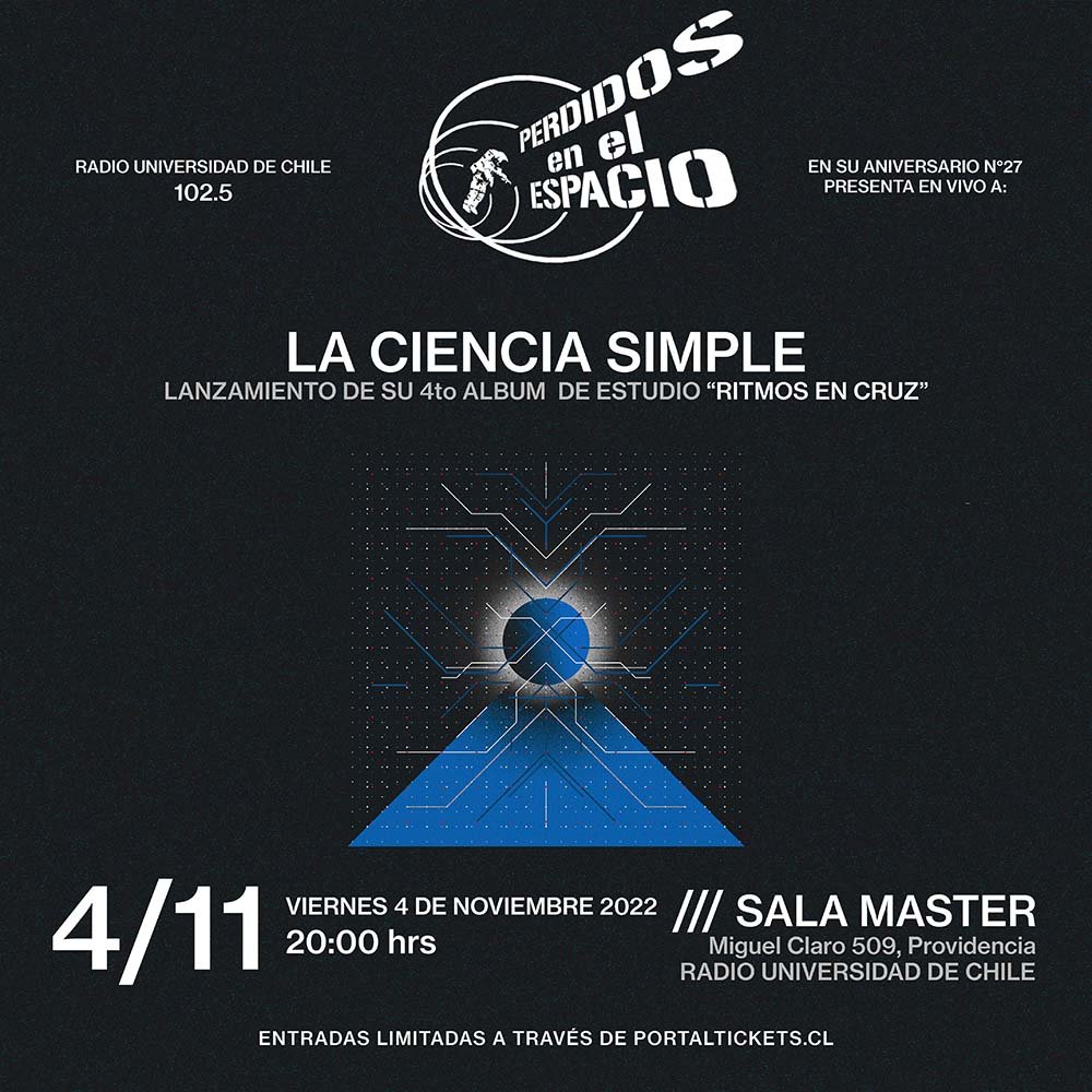 Flyer Evento LA CIENCIA SIMPLE LANZAMIENTO RITMOS EN CRUZ 4TO ALBUM DE ESTUDIO