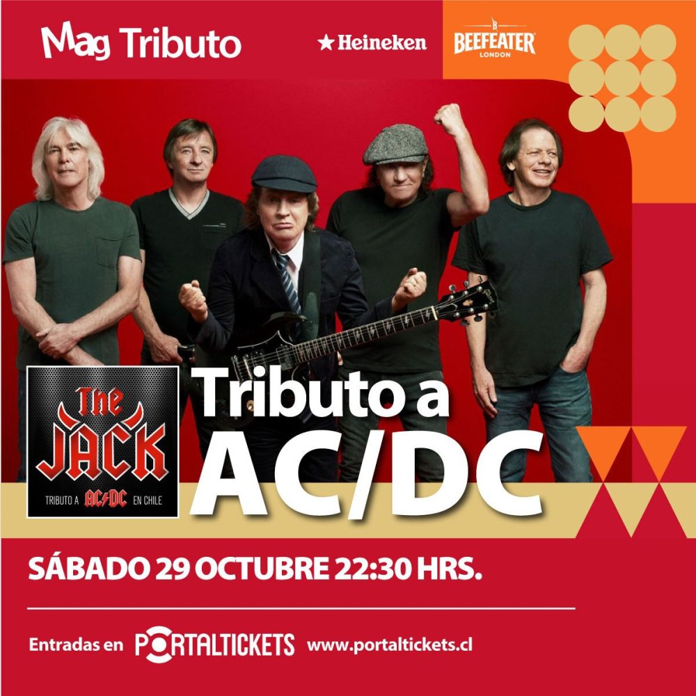 Flyer Evento TRIBUTO A AC/DC EN MAGBAR CHILLÁN
