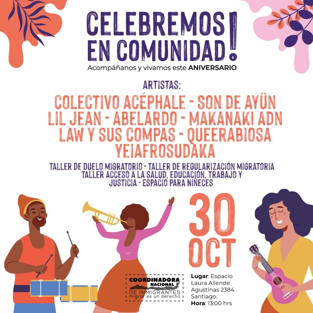 Flyer Evento CELEBRACION 8 AÑOS DE LA COORDINADORA NACIONAL DE INMIGRANTES