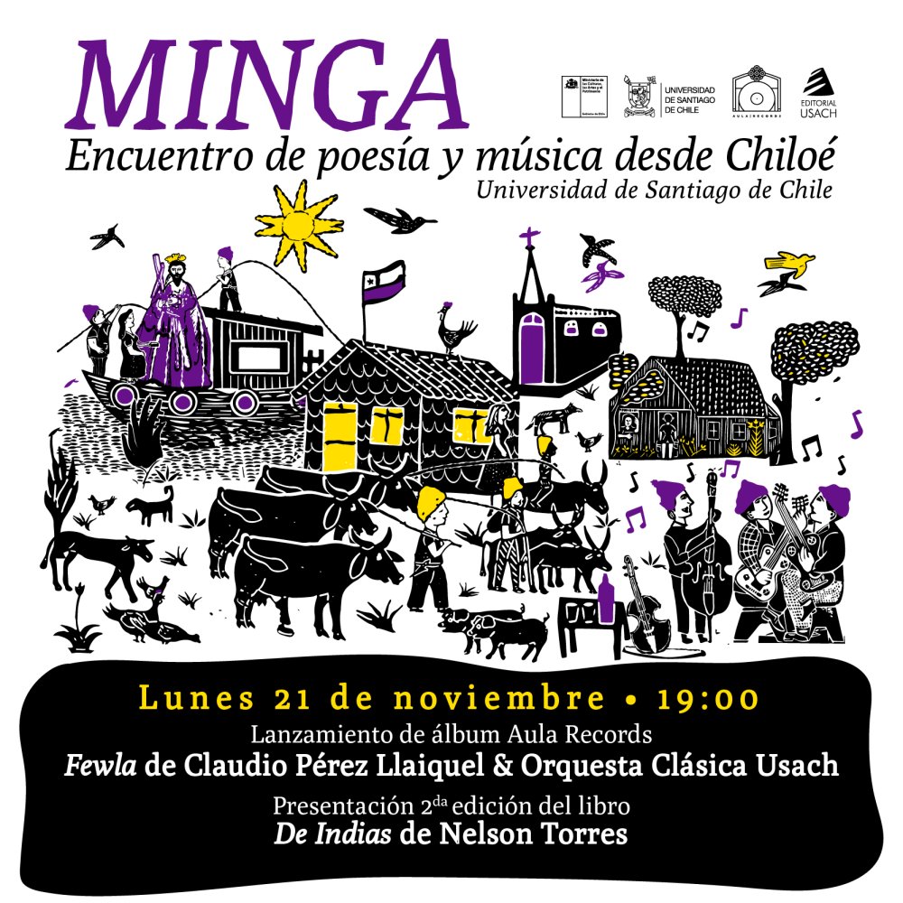 Flyer Evento LANZAMIENTO DE DISCO «FEWLA», DE LA ORQUESTA CLASICA USACH & CLAUDIO PEREZ LLAIQUEL