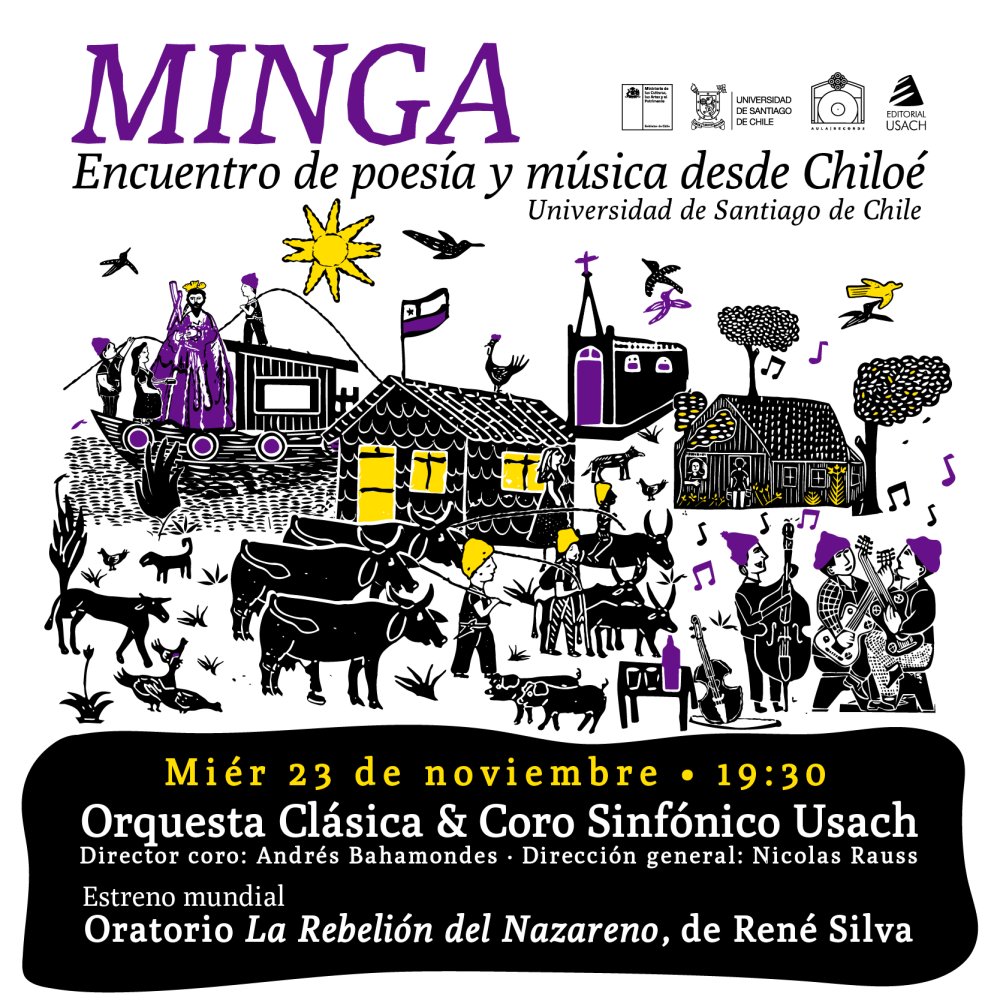 Flyer Evento MINGA: ORQUESTA CLASICA USACH & CORO SINFONICO USACH – LA REBELION DEL NAZARENO