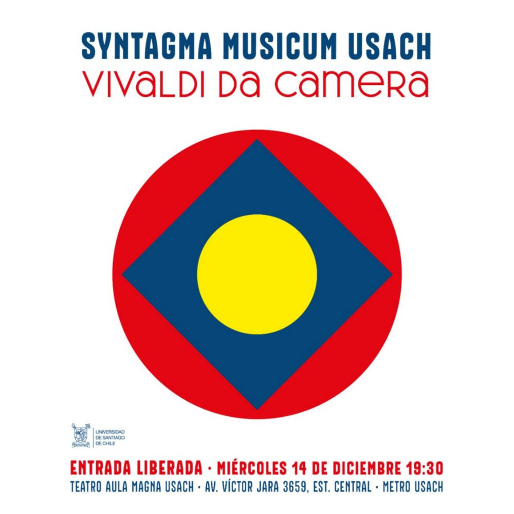 Flyer Evento SYNTAGMA MUSICUM: VIVALDI DA CAMARA EN AULA MAGNA USACH