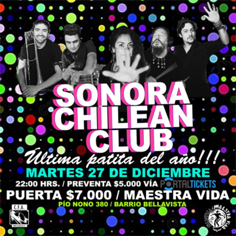 Flyer Evento SONORA CHILEAN CLUB EN VIVO MAESTRA VIDA