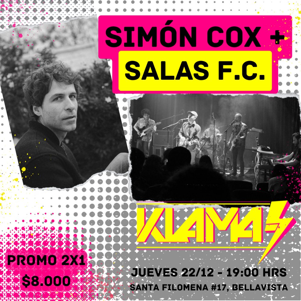 Flyer Evento SALAS FC + SIMON COX EN ⚡️KLAMA