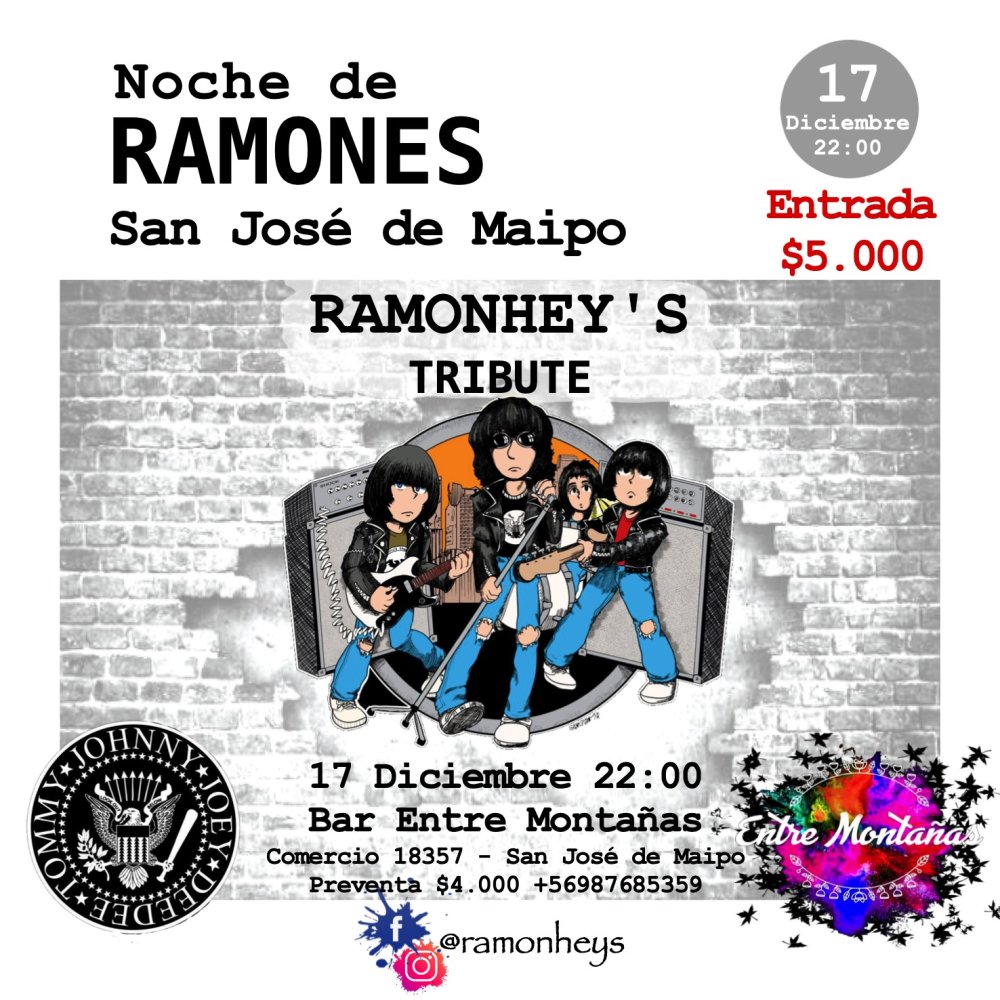 Flyer Evento RAMONES ENTRE MONTAÑAS EN SAN JOSÉ DE MAIPO