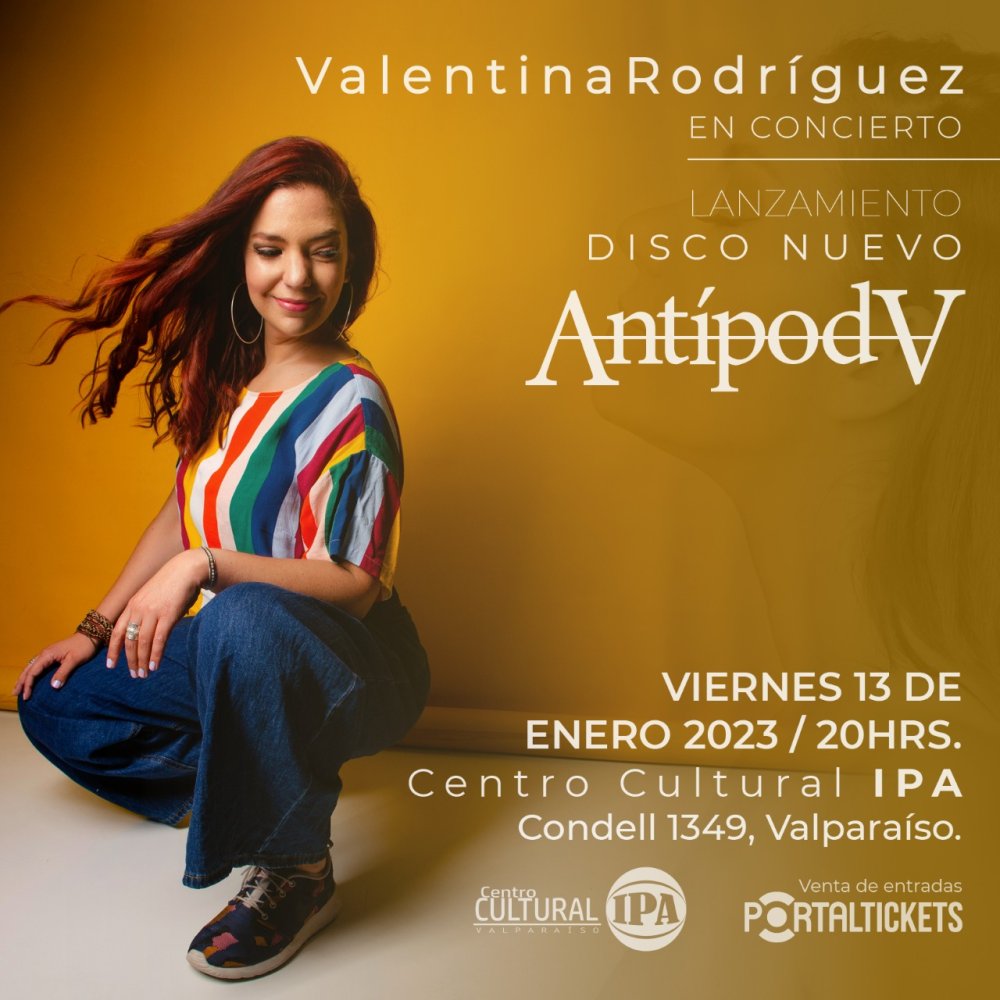 Flyer Evento VALENTINA RODRIGUEZ - LANZAMIENTO ANTIPODA EN CENTRO CULTURAL IPA